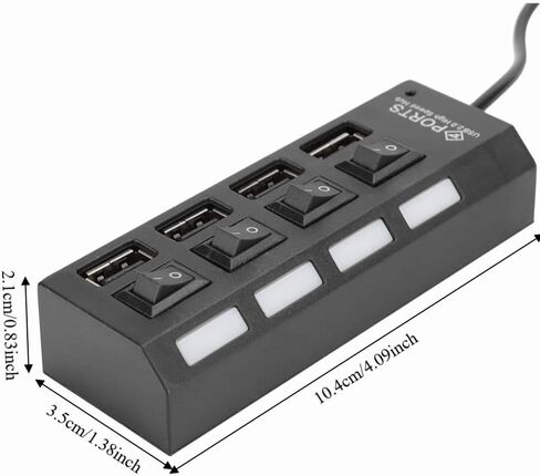 USB 2.0 Hub with LED Indicators – Individual On/Off Switches, High-Speed 480Mbps Splitter for PC, Laptop, Keyboard, Mouse & External Hard Drive in Kuwait
