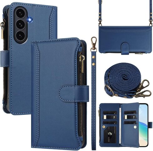 Wallet Case for Samsung Galaxy S26 FE 5G Phone (2026), with 2PCS Strap (Wrist Strap+ Shoulder Strap), 9 Card Slots, 1 Cash Pocket, Wireless Charging, Magnetic Closure, Kickstand (Black) in Kuwait