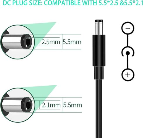 18V 1A Power Supply Adapter AC 100-240V to DC 18 Volt 1 Amps Power Adapter Charger DC in 18V Power Cord Center Positive DC Plug 5.5x2.1mm 5.5mmx2.5mm in Saudi Arabia