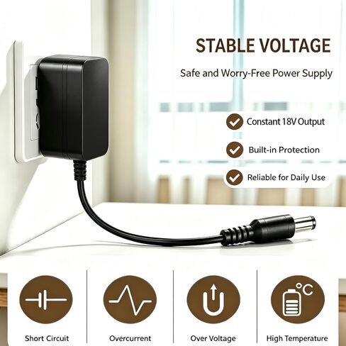 18V 1A Power Supply Adapter AC 100-240V to DC 18 Volt 1 Amps Power Adapter Charger DC in 18V Power Cord Center Positive DC Plug 5.5x2.1mm 5.5mmx2.5mm in Saudi Arabia
