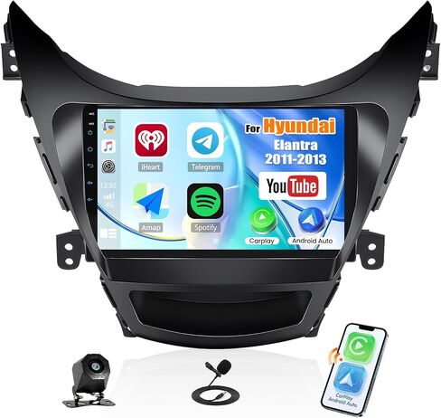 SIXTOP Car Stereo Radio for Hyundai Elantra 2011 2012 2013 with Wireless Apple CarPlay Android Auto HD 9 Inch IPS Touch Screen Bluetooth YouTube Video Mirror Link FM/RDS DSP USB SWC Backup Camera in Saudi Arabia
