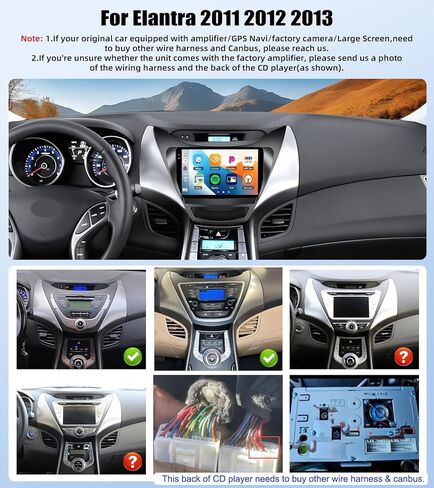 SIXTOP Car Stereo Radio for Hyundai Elantra 2011 2012 2013 with Wireless Apple CarPlay Android Auto HD 9 Inch IPS Touch Screen Bluetooth YouTube Video Mirror Link FM/RDS DSP USB SWC Backup Camera in Saudi Arabia