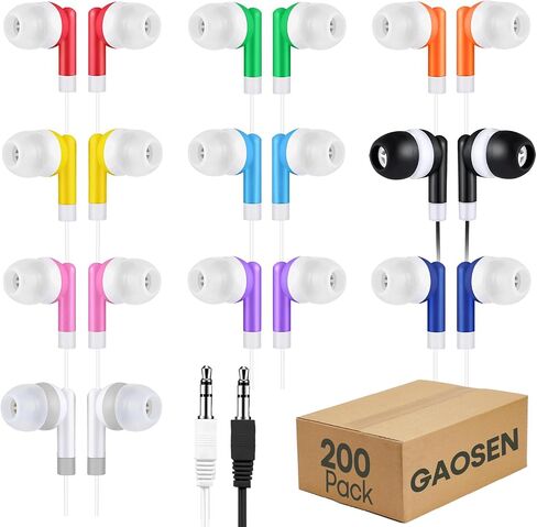 Bulk Earbuds Headphones 100 Pack for Kids School Classroom,Multi Colored in-Ear Earphones,Student Wired Ear Buds with 3.5 mm Jack for Computer Chromebook Laptop PC(GS01, 100 Mixed) in Saudi Arabia