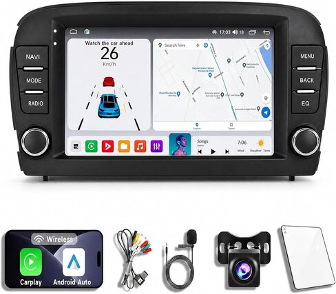 8Core 2+32GB Android 14 Car Radio Stereo for Mercedes-Benz SL R230 2001-2004, 7 Inch Touch Screen Dash Kit with Wireless CarPlay Android Auto GPS Navigation Bluetooth SWC WiFi 5G DSP RDS FM Camera If in Saudi Arabia