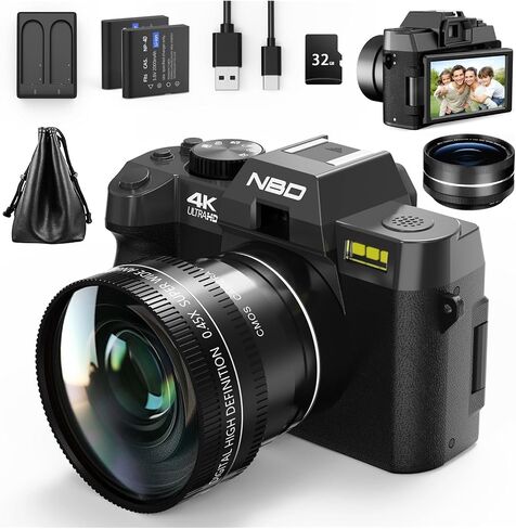 Digital Camera 4K 48MP Autofocus WiFi Photography Support No Battery Use Suitable for Beginners in Saudi Arabia