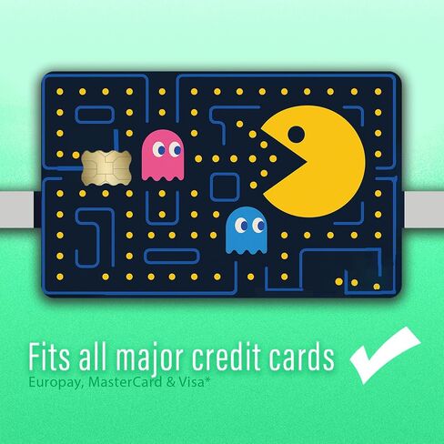 غلاف لاصق لبطاقة الائتمان مكون من قطعتين - تصميم محاكاة ساخرة لألعاب Arcade المتاهة الرجعية - أغطية بطاقات متينة من الفينيل in Kuwait