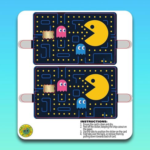 غلاف لاصق لبطاقة الائتمان مكون من قطعتين - تصميم محاكاة ساخرة لألعاب Arcade المتاهة الرجعية - أغطية بطاقات متينة من الفينيل in Kuwait