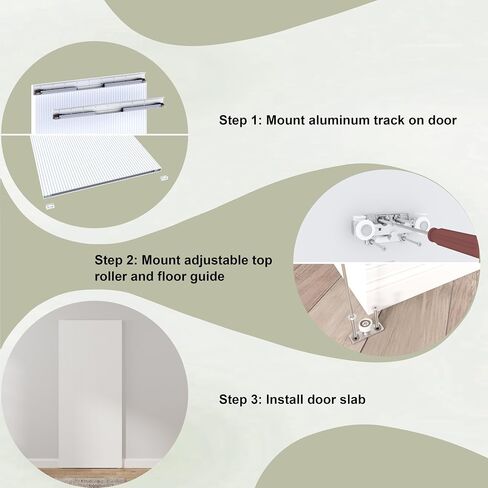 JUBEST 36in x 84in Concealed Barn Door, Fluted Panel Hidden Door in Saudi Arabia