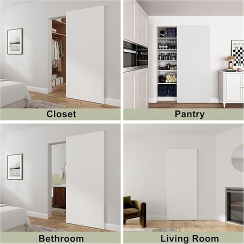 JUBEST 36in x 84in Concealed Barn Door, Fluted Panel Hidden Door in Saudi Arabia