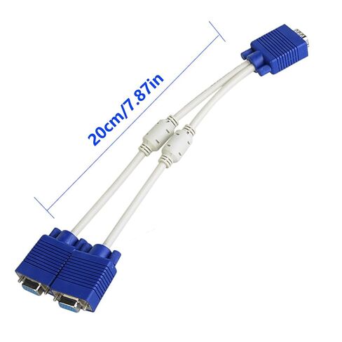 0.2m Long VGA Male to Double Female Adapter Cable 1080P Video Converter Cord Line Easy Installation and Flexible Use in Saudi Arabia