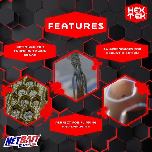 NetBait HexTek Big Boar | Tube-Hawg Hybrid Creature Bait | Soft Plastic for Flipping & Dragging | Blown Out, 4 1/2-Inch in Saudi Arabia