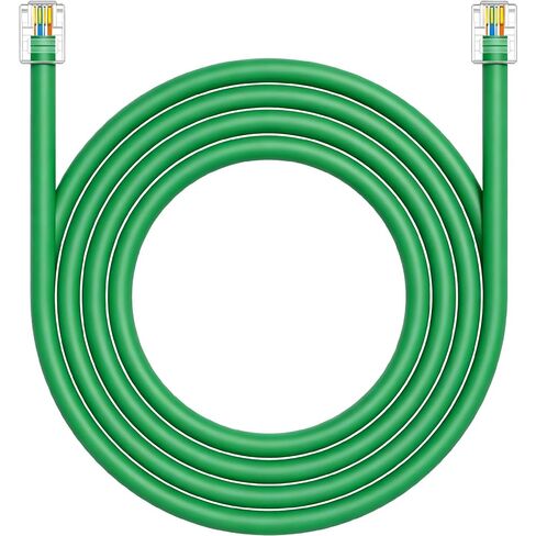 كابل بيانات CAT5E RJ11 كابل DSL بطول 6 أقدام كابل مودم DSL عالي السرعة UTP متوافق مع ATT RJ11 6P4C ذكر إلى ذكر أخضر - 6 أقدام in Kuwait