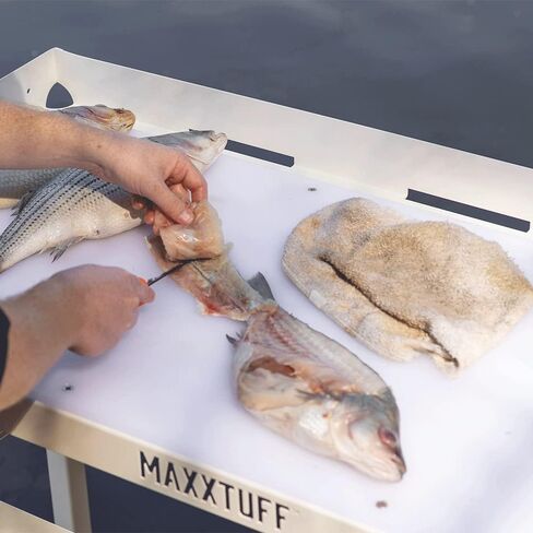 MAXXTUFF Heavy-Duty Dock-Mounted Fish Fillet Table, Model MTM101 in Kuwait