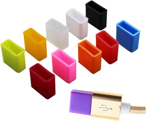 12pcs USB Male Silicone Protector Cap Dust Plug Charging Extension Transfer Data Cord Line Stopper Protective Cover(Q-redC) in Saudi Arabia