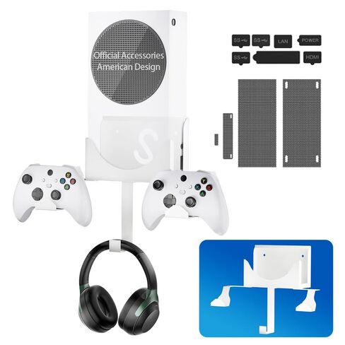 Wall Mount for Xbox Series S, Xbox Series S Wall Mount Kit, with Detachable Controller Holder & Headphone Hanger & Dust Plugs Net kits, Metal Stand for Xbox Series S (NOT FOR XBOX ONE S) in Saudi Arabia
