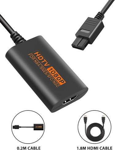 JZW-Shop N64 HDMI Converter Compatible with N64, SNES, SFC NGC Game Console in Kuwait