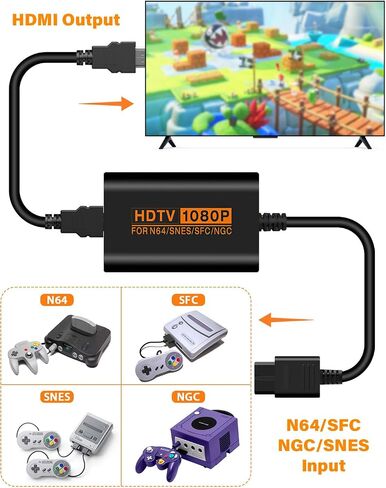 JZW-Shop N64 HDMI Converter Compatible with N64, SNES, SFC NGC Game Console in Kuwait