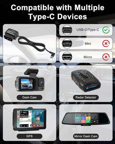 OBD2 to USB C, OBD2 Dash Cam Power Cable with Acc Detection Hardwire Kit in Saudi Arabia