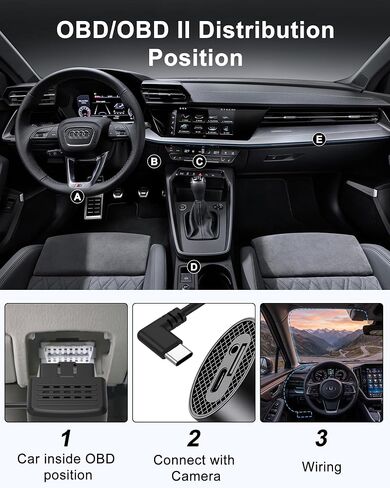 OBD2 to USB C, OBD2 Dash Cam Power Cable with Acc Detection Hardwire Kit in Saudi Arabia