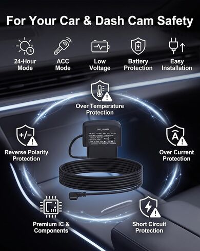 OBD2 to USB C, OBD2 Dash Cam Power Cable with Acc Detection Hardwire Kit in Saudi Arabia