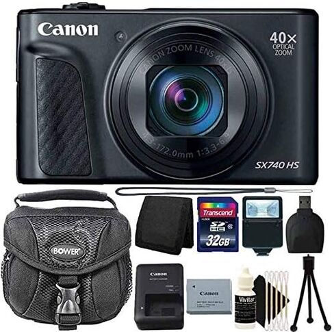 Canon PowerShot SX740 HS 20.3MP Point and Shoot with 40x Zoom Black International Version Camera + Complete Accessory Bundle in Kuwait