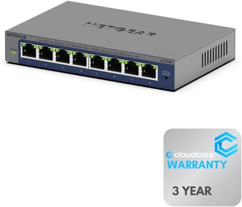 NETGEAR GS524 24PT 𝐆𝐢𝐠𝐚𝐛𝐢𝐭 𝐒𝐰𝐢𝐭𝐜𝐡 | 1Gbps | Jumbo Frame Support: up to 9KB | Status LEDs | Cloud Care’s 3-Year Warranty SupportPlus Included in Saudi Arabia