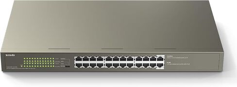 Tenda TEG1124P, 24 Port PoE Switch Gigabit with 24 x PoE+ @ 250W, Unmanaged Desktop/ Rackmount PoE Switch 24 Port, Plug & Play, Fan-Less Metal Design, Easy Smart, Limited Lifetime Protection in Saudi Arabia