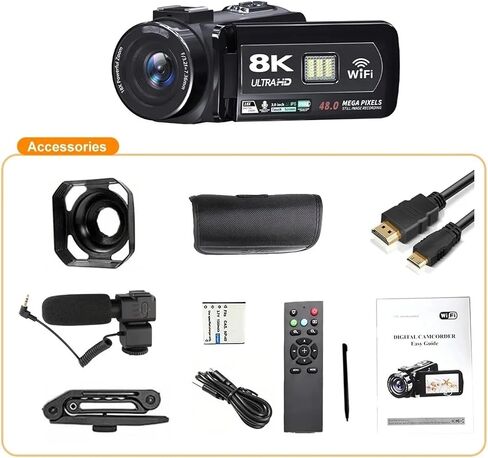 8K Video Camera 64MP Digital 18X Igital Zoom Recorder 3 Inch LCD Touch Screen Portable Recording Camcorder in Saudi Arabia