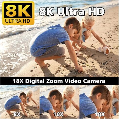8K Video Camera 64MP Digital 18X Igital Zoom Recorder 3 Inch LCD Touch Screen Portable Recording Camcorder in Saudi Arabia