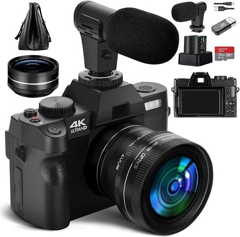 4K Digital Camera 48MP Vlogging for with 180° Flip Screen 16X Zoom Video Camcorder in Saudi Arabia