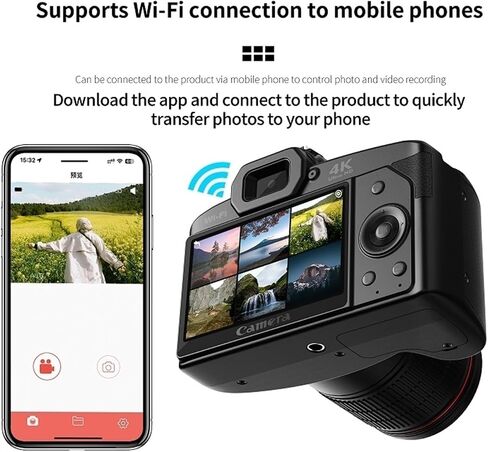 4k Dual-Camera Night Vision Video Cameras 64mp WiFi Digital Camera with Light in Saudi Arabia