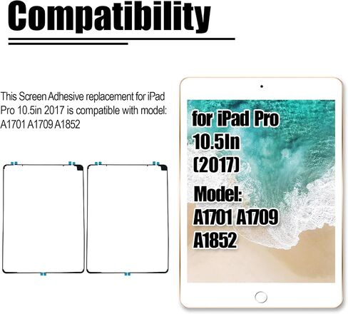 2PCS for iPad Pro 10.5 inch Screen Adhesive Replacement for iPad Pro 2017 10.5in Front Touch Panel LCD Bezel Frame Pre-Cut Tape Sticker Glue Fit for Model: A1701 A1709 A1852 in Saudi Arabia