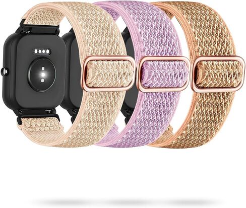 LYSANDRA 3 Pack Stretchy Nylon Watch Bands Compatible Spade Co Health Smartwatch 4, 22mm Stretch Elastics Nylon Adjustable Replacement Strap Accessories for Men & Women in Saudi Arabia