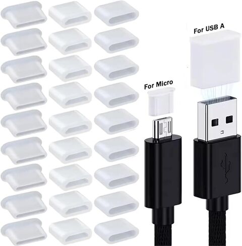 100pcs Silicone Charging Port Protective Cover for Type C & Micro USB Data Cable - Anti Dust Stopper Cap in Saudi Arabia