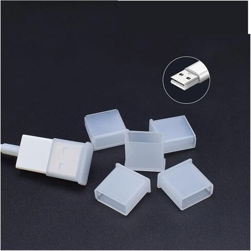 60pcs Reusable Clear USB Cover Plug Protector for USB Male Port Computer Laptop Notebook Anti-Dust Plastic USB Stopper Caps in Kuwait