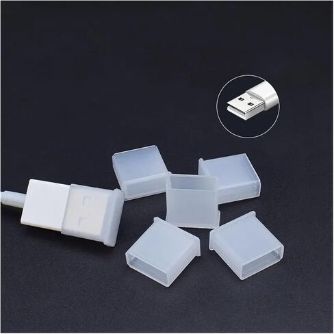 60pcs Reusable Clear USB Cover Plug Protector for USB Male Port Computer Laptop Notebook Anti-Dust Plastic USB Stopper Caps in Kuwait
