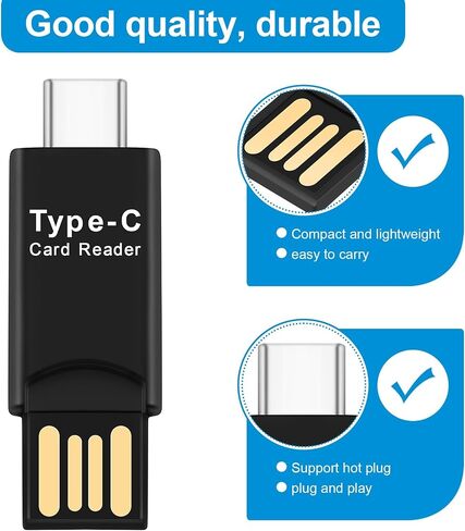 محول قارئ بطاقات USB 3.1 Type C USB-C إلى Micro-SD TF للهواتف المحمولة PC، أسود، 138138 in Kuwait