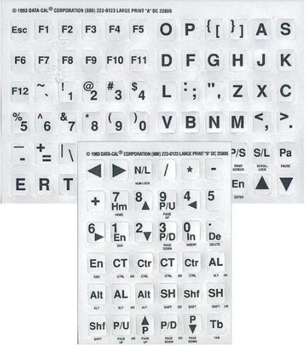 Aramedia Universal Large Print Keyboard Stickers Fade and Wear Resistant English Stickers Labels Overlays - Lexan 3M Adhesive for Visually Impaired, Low Vision People - 5 Yr. Warranty (White) in Saudi Arabia