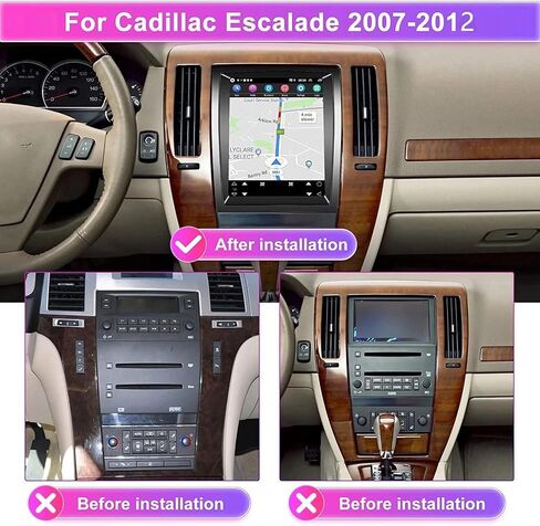 Double Din Car Stereo Radio for Cadillac Escalade 2007-2012 Head Unit GPS Navigation w/ Wireless Carplay Android Auto 9.7" HD Touch Screen Bluetooth FM WiFi SWC Split Screen Backup Camera, 2+64G in Saudi Arabia