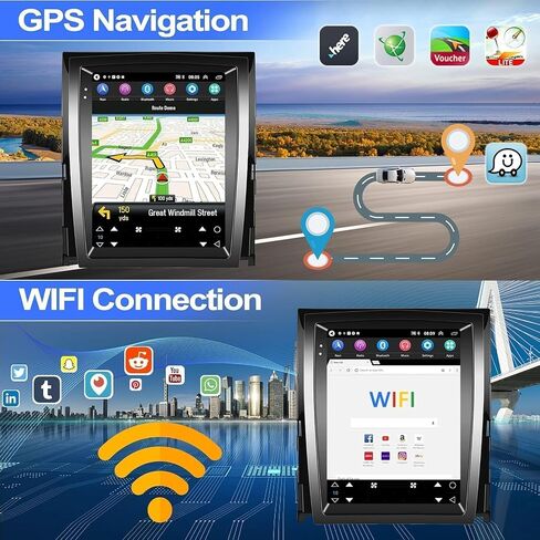 Double Din Car Stereo Radio for Cadillac Escalade 2007-2012 Head Unit GPS Navigation w/ Wireless Carplay Android Auto 9.7" HD Touch Screen Bluetooth FM WiFi SWC Split Screen Backup Camera, 2+64G in Saudi Arabia