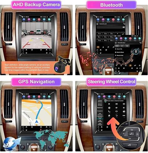 Double Din Car Stereo Radio for Cadillac Escalade 2007-2012 Head Unit GPS Navigation w/ Wireless Carplay Android Auto 9.7" HD Touch Screen Bluetooth FM WiFi SWC Split Screen Backup Camera, 2+64G in Saudi Arabia