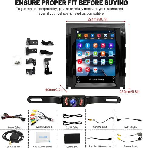 Double Din Car Stereo Radio for Cadillac Escalade 2007-2012 Head Unit GPS Navigation w/ Wireless Carplay Android Auto 9.7" HD Touch Screen Bluetooth FM WiFi SWC Split Screen Backup Camera, 2+64G in Saudi Arabia