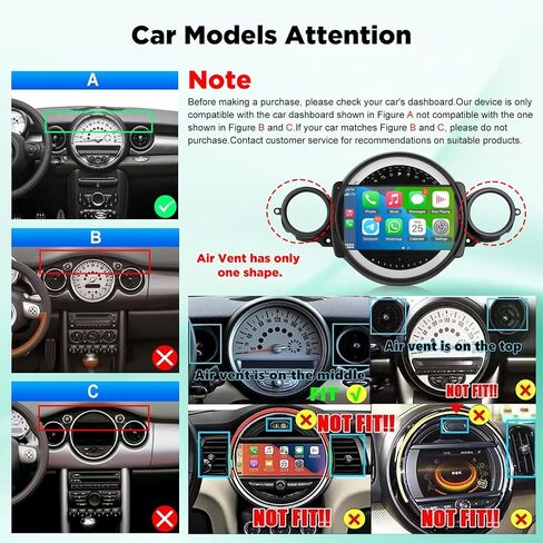 4+64 Volxcereo Car Radio for Mini Cooper R56 2007 2008 2009 2010 2011 2012 2013 2014, 9 inch Android Touchscreen Stereo with Carplay/Android Auto, Support Backup Cam/GPS/Bluetooth/SWC/EQ in Saudi Arabia