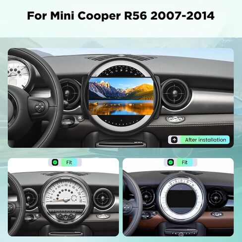 4+64 Volxcereo Car Radio for Mini Cooper R56 2007 2008 2009 2010 2011 2012 2013 2014, 9 inch Android Touchscreen Stereo with Carplay/Android Auto, Support Backup Cam/GPS/Bluetooth/SWC/EQ in Saudi Arabia