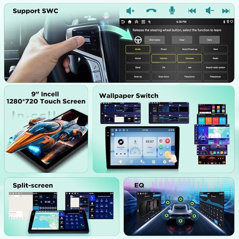 4+64 Volxcereo Car Radio for Mini Cooper R56 2007 2008 2009 2010 2011 2012 2013 2014, 9 inch Android Touchscreen Stereo with Carplay/Android Auto, Support Backup Cam/GPS/Bluetooth/SWC/EQ in Saudi Arabia