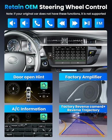 12 Core 6+128G Car Radio for Toyota Corolla 2014-2016: Upgrade 10 Inch 1280 * 800 IPS Touchscreen Stereo Wireless Carplay Android Auto 1080P Backup Camera Bluetooth GPS 5G WiFi FM DSP SWC Mirror Link in Saudi Arabia