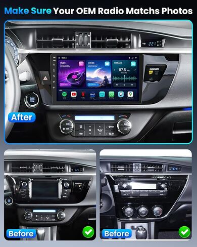 12 Core 6+128G Car Radio for Toyota Corolla 2014-2016: Upgrade 10 Inch 1280 * 800 IPS Touchscreen Stereo Wireless Carplay Android Auto 1080P Backup Camera Bluetooth GPS 5G WiFi FM DSP SWC Mirror Link in Saudi Arabia