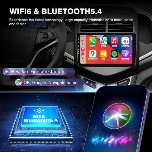 5G-WiFi6 Car Radio Stereo for Chevy Sonic Aveo 2011-2015,9 inch Android 13 Touchscreen Head Unit with Wireless Carplay Android Auto GPS Navigation Bluetooth SWC FM HD Backup Camera (2Ram 64Rom) in Saudi Arabia