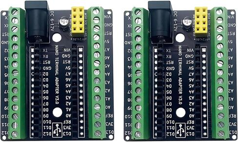 Expansion Board for Arduino Nano, Screw Terminal Adapter, Breakouts for nRF24L01+ Module, Extra Filter Capacitor, DC Power Input, Double Row Pins in Saudi Arabia