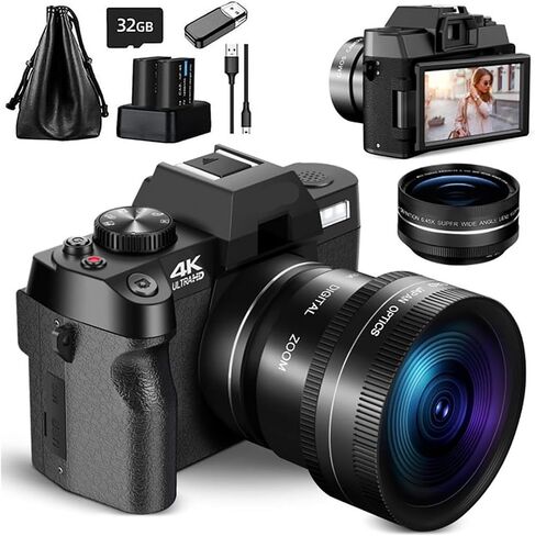 Compact Digital Photography Camera 4K WiFi Webcam Vintage Vlog Video Recorder 48MP Camcorder 16X Zoom in Saudi Arabia